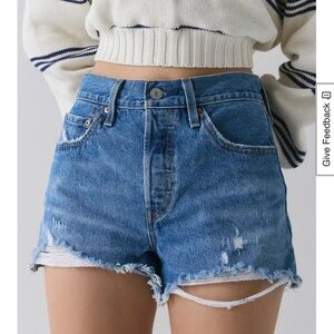 Levi's Blue Distressed 501 Jean Shorts